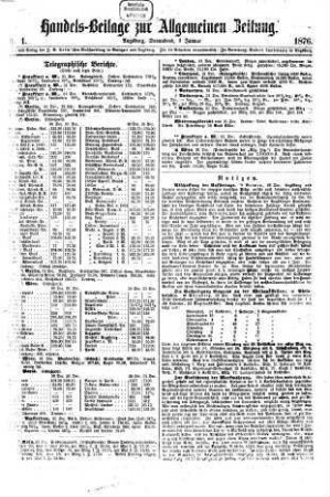 Allgemeine Zeitung. Handelsbeilage. 1876,1/3