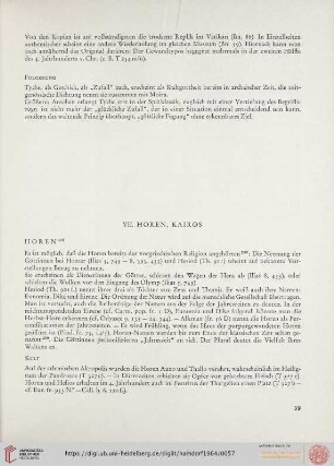 VII. Horen, Kairos
