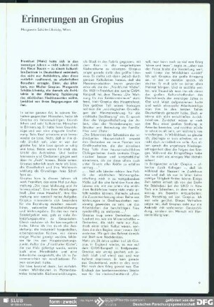 Erinnerung an Gropius : Bauhaus 1919-1933