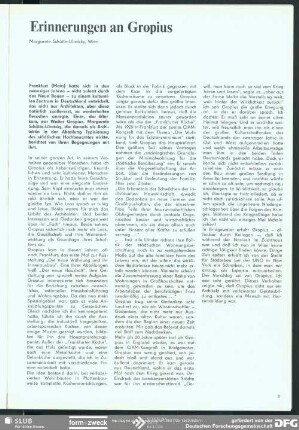 Erinnerung an Gropius : Bauhaus 1919-1933