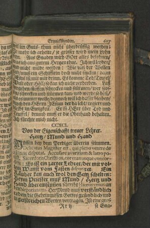 CCXCI. Von der Eigenschaft treuer Lehrer. Hertz / Mund und Hand.
