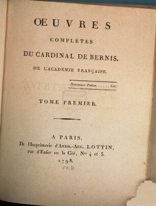 Oeuvres Complètes Du Cardinal De Bernis, 1