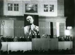 Begrüßungskundgebung für Nikita Chruschtschow in der Stalinallee