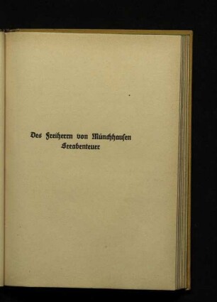 Des Freiherrn von Münchhausen Seeabenteuer
