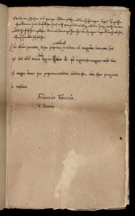 Fabricius, Friedrich: Schülerarbeit; undatiert