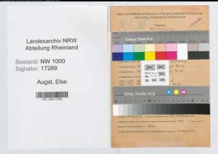 Entnazifizierung Else Augst, geb. 22.08.1901 (Lehrerin)
