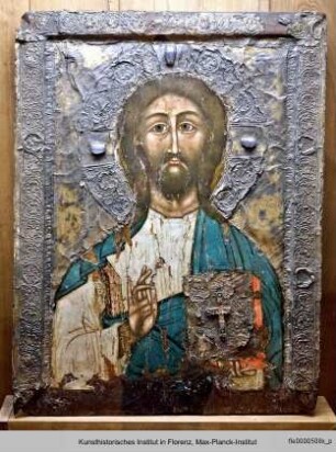 Christus Pantokrator aus Katskhi mit einem Emailkreuz des 10. Jahrhunderts