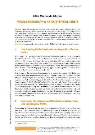 Metalexicography: an existential crisis