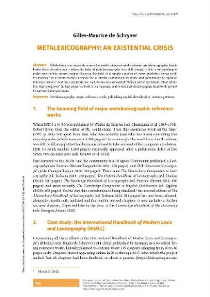 Metalexicography: an existential crisis
