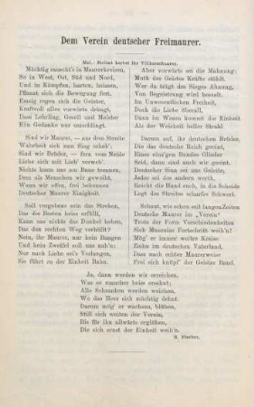 Dem Verein deutscher Freimaurer. R. Fischer.