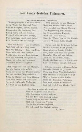 Dem Verein deutscher Freimaurer. R. Fischer.
