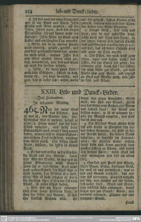 XXIII. Lob- und Danck-Lieder
