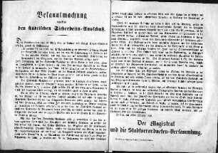 Bekanntmachung betreffend den städtischen Sicherheits=Ausschuß. (Sammlung Friedlaender)