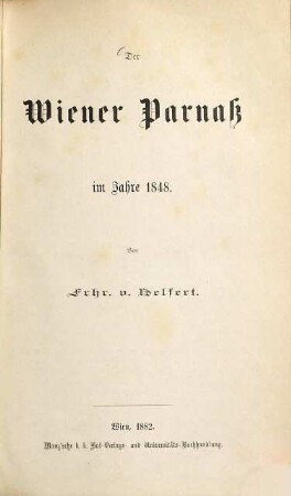 Der Wiener Parnaß im Jahre 1848