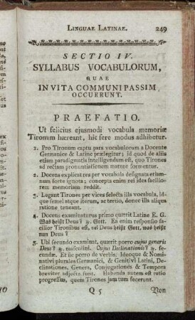 Sectio IV. Syllabus vocabulorum, quae in vita communi passim occurrunt.