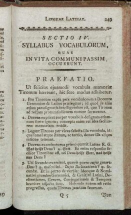 Sectio IV. Syllabus vocabulorum, quae in vita communi passim occurrunt.