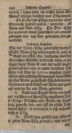 Anderes Capitel. Wie der Wein-Essig zubreitet werde?
