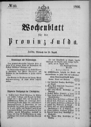 Nr. 69, Ausgabe vom 29. August 1866