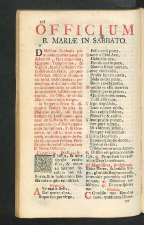 Officium B. Mariae In Sabbato