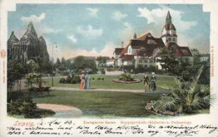 Leipzig: Zoologischer Garten ; Hauptgebäude (Südseite) u. Parkanlage [Officielle Postkarte]