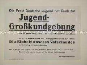 Maueranschlag der FDJ Löbau mit dem Aufruf zu einer Kundgebung mit Robert Bialek