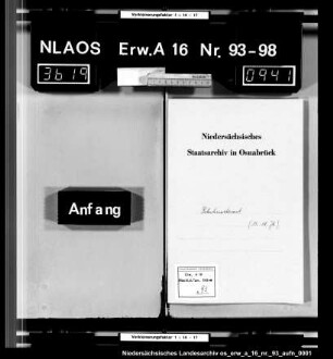 Archivalische Auszüge und Notizen betr. das Schuhmacheramt zu Osnabrück (15. - 18. Jh.)