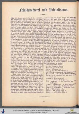 Feinschmeckerei und Patriotismus.