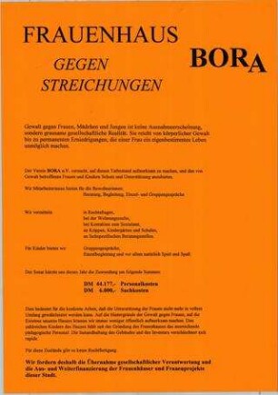 Frauenhaus Bora gegen Streichungen