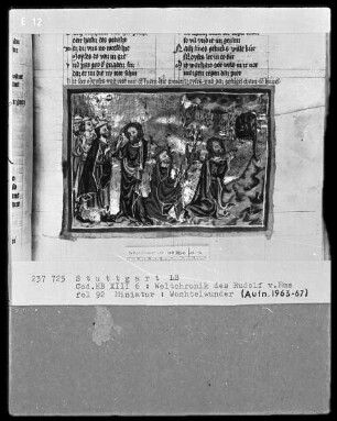 Weltchronik - Bruder Philipp — ---, Folio 1recto-256recto---, Folio 1recto-256rectoDas Wachtelwunder, Folio 92recto