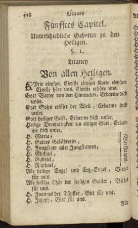 Fünfftes Capitel. Unterschiedliche Gebetter zu den Heiligen.