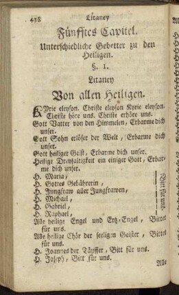 Fünfftes Capitel. Unterschiedliche Gebetter zu den Heiligen.