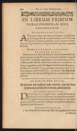 In Librum Primum Paralipomenon sive Chronicorum.