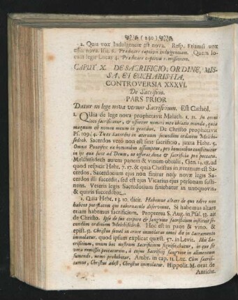 Caput X. De Sacrificio, Ordine, Missa, Et Eucharistia.