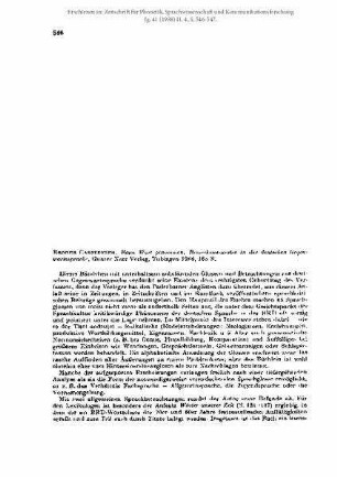 Broder Carstensen: Beim Wort genommen. Bemerkenswertes in der deutschen Gegenwartssprache, Gunter Narr YTerlug, Tübingen 1986, 165 S. [Rezension]