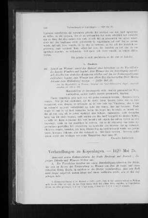 Verhandlungen zu Kopenhagen. - 1420 Mai 25.