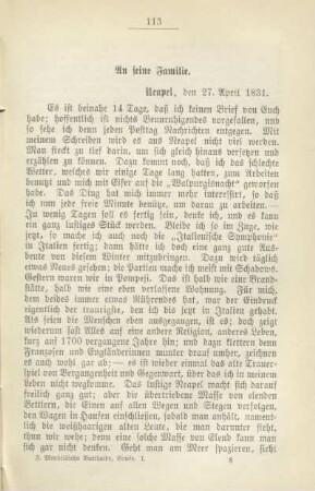 An seine Familie. Neapel, den 27. April 1831