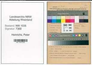 Entnazifizierung Peter Heinrichs , geb. 14.10.1898 (Markenkontrolleur)
