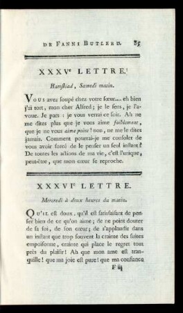 XXXVe Lettre. Hamstéd, samedi matin.