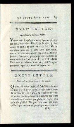 XXXVe Lettre. Hamstéd, samedi matin.