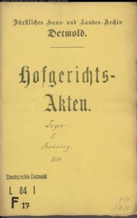 Feger, Dr. Antons Erben gegen Bernd Brüning zu Heiden - Schuldforderung