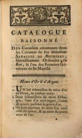 Catalogue raisonné des Mineraux
