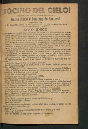 ¡Tocino del cielo! : comedia en un acto y en prosa