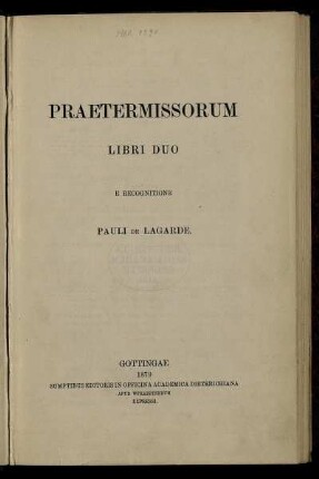 Praetermissorum : libri duo