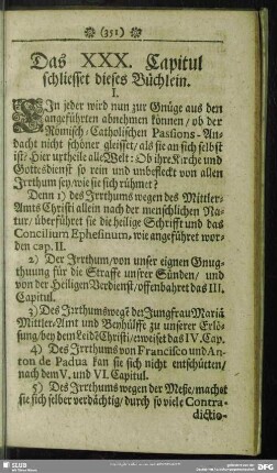 Das XXX. Capitul schliesset dieses Büchlein