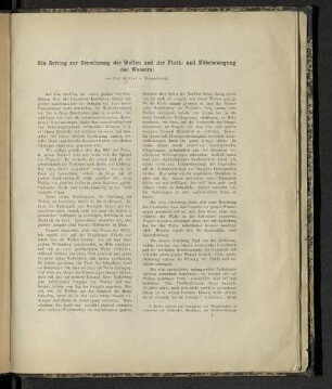 Ein Beitrag zur Berechnung der Wellen und der Fluth- und Ebbebewegung des Wassers;