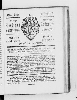 41tes Stück., Ausgabe vom 13. Oktober 1784