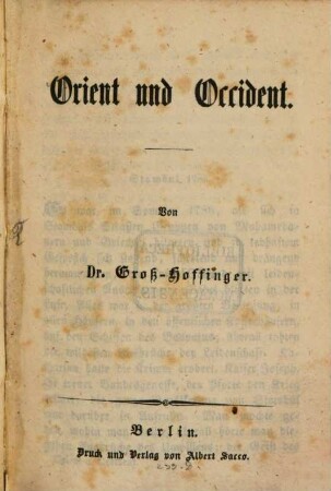Orient und Occident