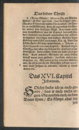 Das XVI. Capitel Johannis.