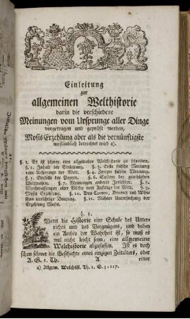 Einleitung zur allgemeinen Welthistorie