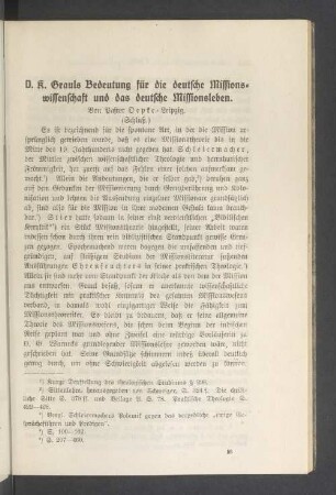 D. K. Grauls Bedeutung für die deutsche Missionswissenschaft und das deutsche Missionsleben (Schluß)